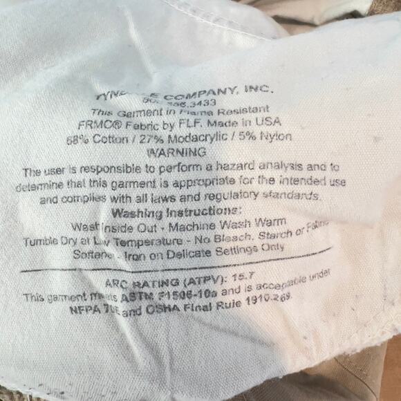 Tyndale FRMC Utility Pant Men 34W 31L see note Tan Flame Resistant Electric Cat2 - Picture 4 of 16